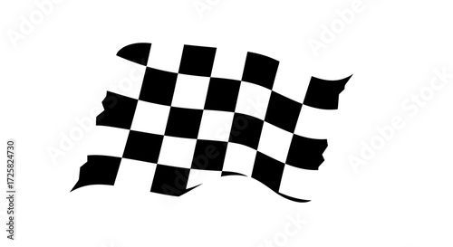 Waving checkered racing flag on a white background, symbolizing the finish line, victory, and competition in motorsport events. Simple vector graphic