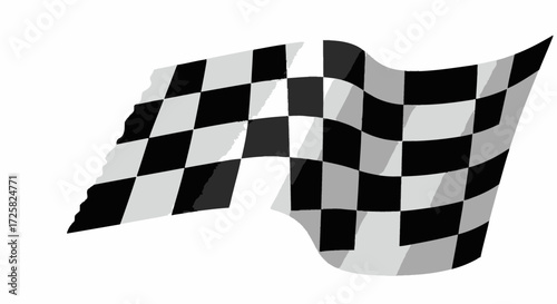 Checkered Flag Waving Symbol of Victory, Racing Finish, and Success