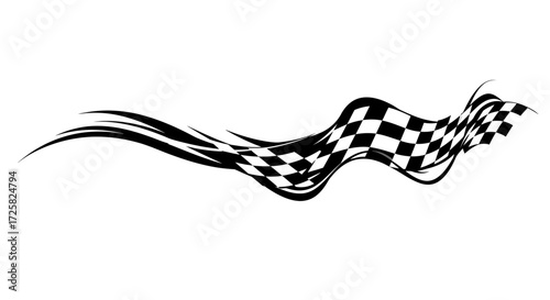 Race Finish Line Checkered Flag Waving Illustration for Speedy Victory and Automotive Design