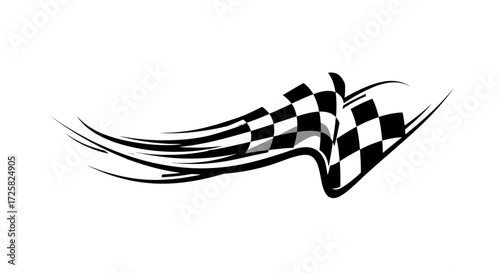 Abstract Racing Flag Design Vector Illustration of a Checkered Flag with Dynamic Swirls and Speed Lines