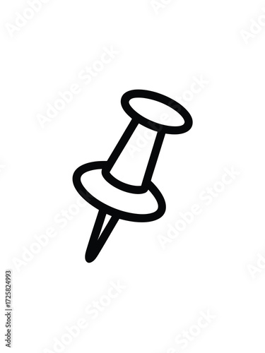 Simple hand drawn black and white thumbtack icon