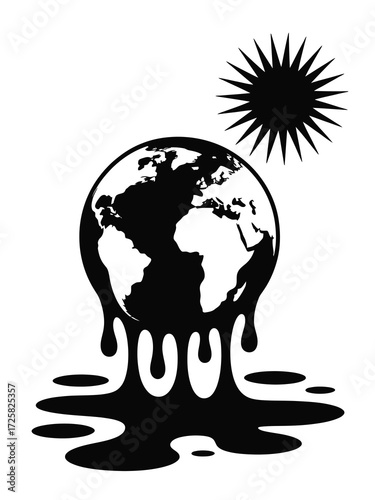 Melting earth globe under hot sun symbolizing climate change