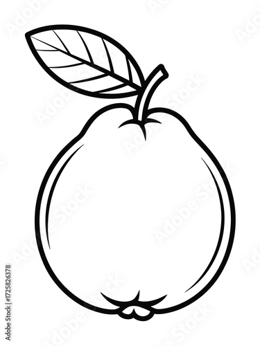 Simple outline drawing of a fresh apple with a leaf