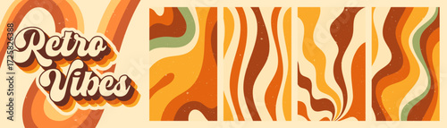 A set of 4 zebra Y2K groovy posters in warm boho colors. Large preview with retro vibes text.