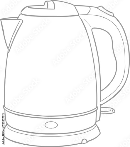 Outline electric kettle for boiling water, kitchen appliance