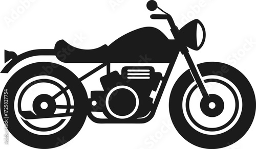 Simple Black Silhouette of a Motorcycle motorbike white background