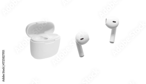Fotografie White modern wireless headphones isolated on white background