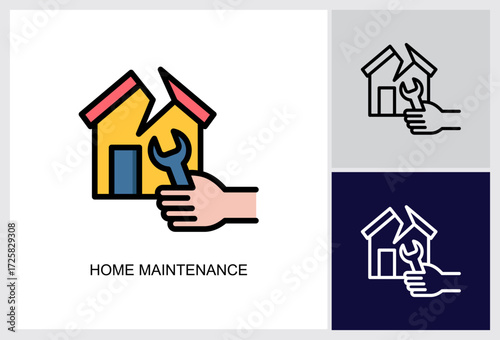 Home Maintenance icon Multi Style Vector Illustration 