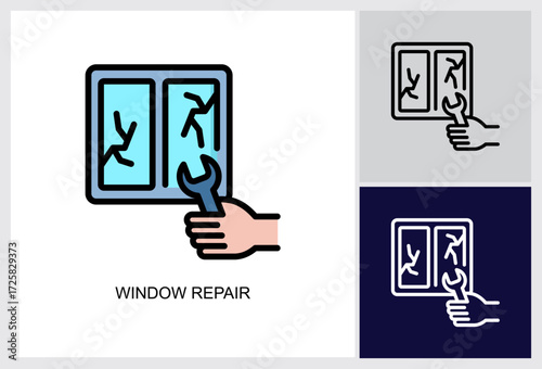 Window Repair icon Multi Style Vector Illustration 