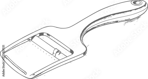 Graphite kitchen grater, food preparation, cooking utensil sketch