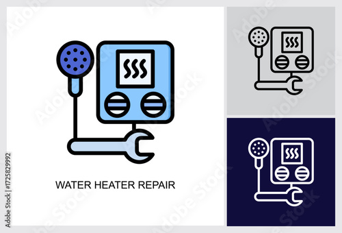 Water Heater Repair icon Multi Style Vector Illustration 