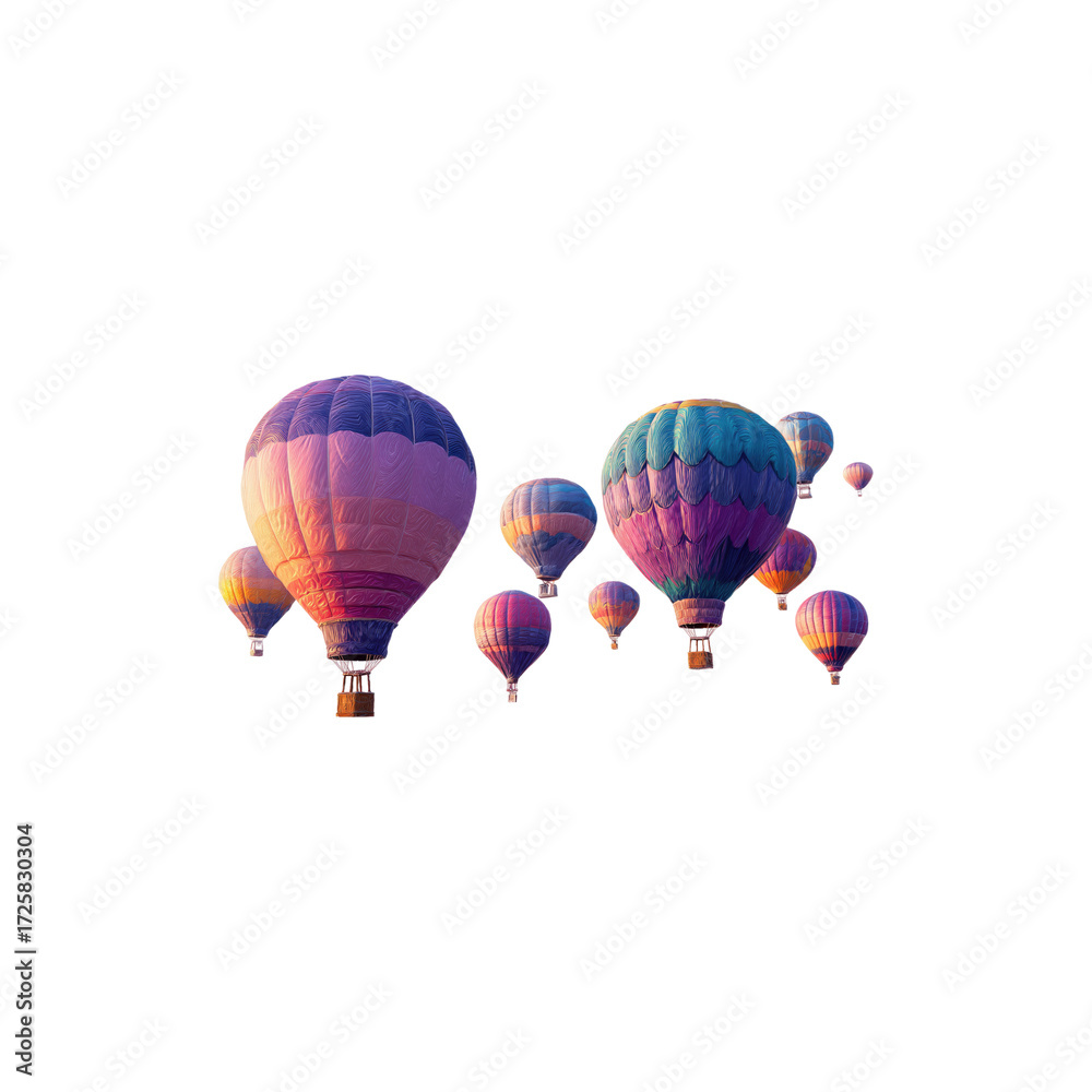 Obraz premium Colorful hot air balloons flying sky travel adventure festival decoration and tourism transport design isolated on white background