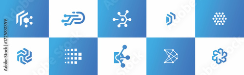 Abstract Technology Logos and Icons Set for Digital Innovation