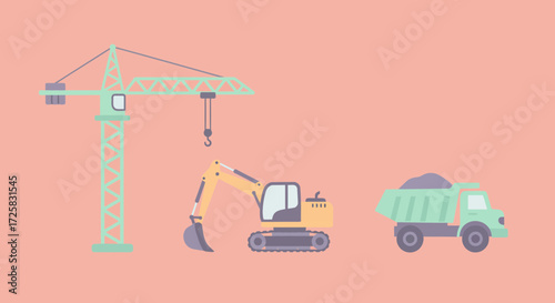 construction site design with crane