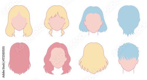 set of different colored hair