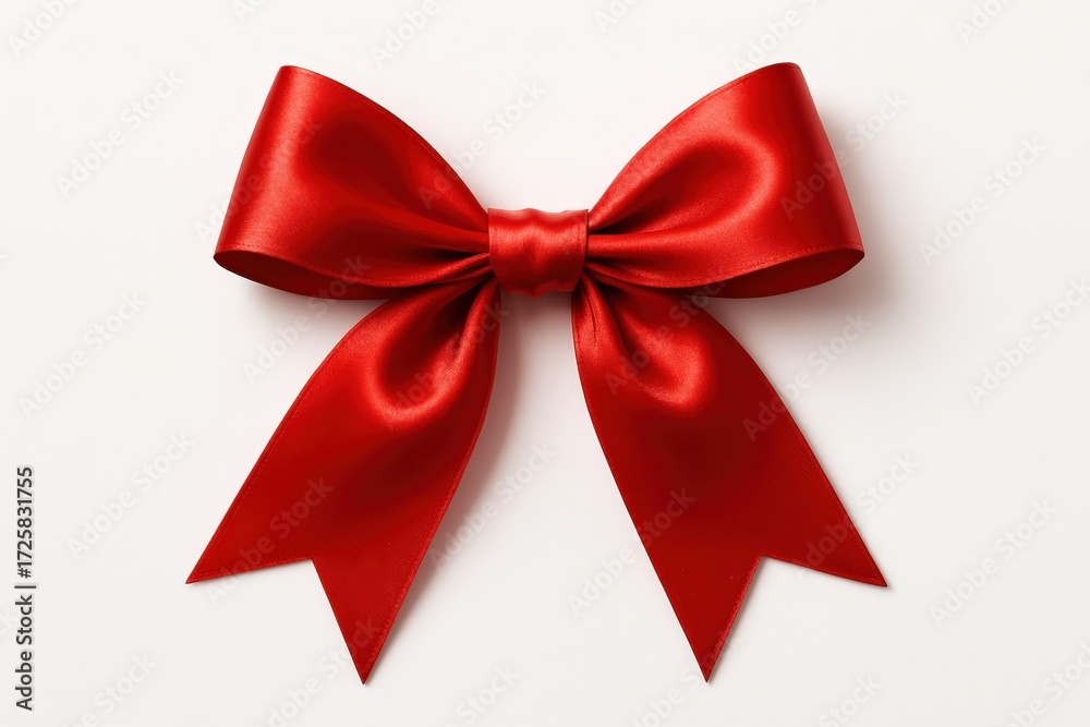 Fototapeta premium Elegant red satin bow with ribbon decoration for gift wrapping celebration and festive design