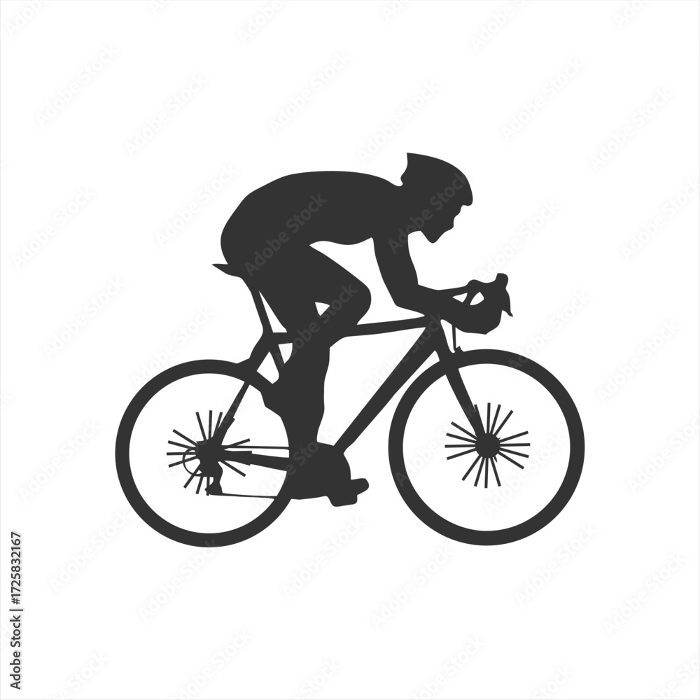 Naklejka premium Dynamic Road Cyclist Silhouette Vector Icon