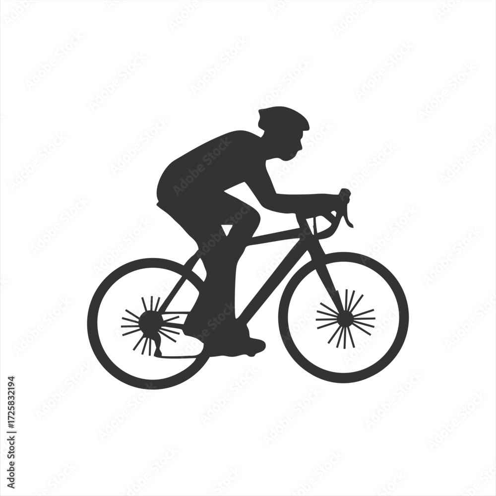 Fototapeta premium Dynamic Road Cyclist Silhouette Vector Icon