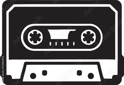 Cassette tape silhouette vector illustration isolated on white background for retro and music design use