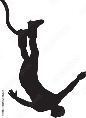 Bungee jumper silhouette vector illustration isolated on white background for extreme sports and adventure use