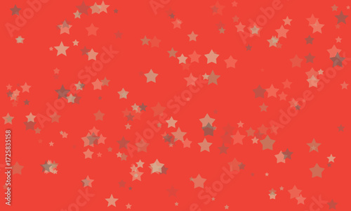 Red background with scattered translucent star shapes in varying sizes and shades vector