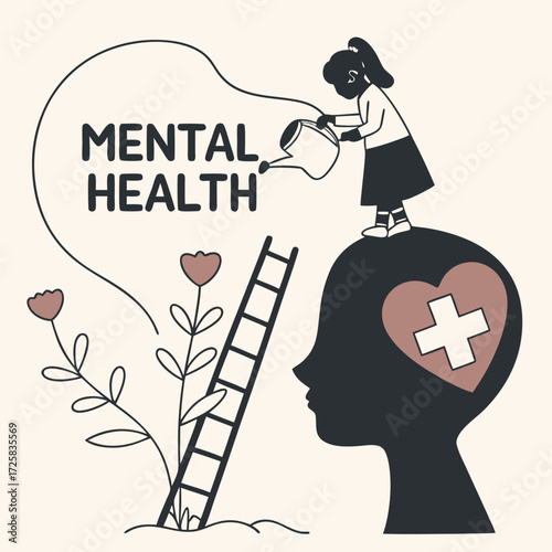 Illustration symbolizing mental health care and support