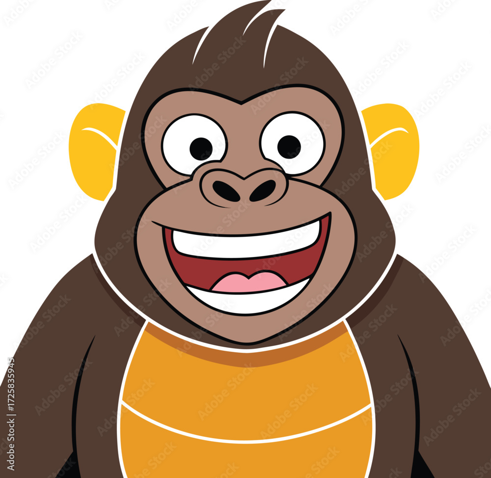 Fototapeta premium Smiling Cartoon Gorilla Vector 