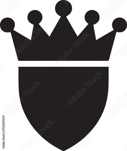 Royal crown and shield silhouette emblem symbol of power authority and majesty for design