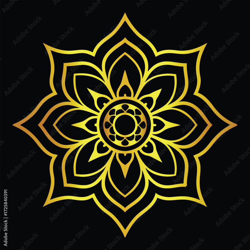 Fototapeta premium Golden lotus flower mandala art abstract symbol