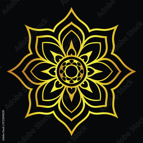 Golden lotus flower mandala art abstract symbol