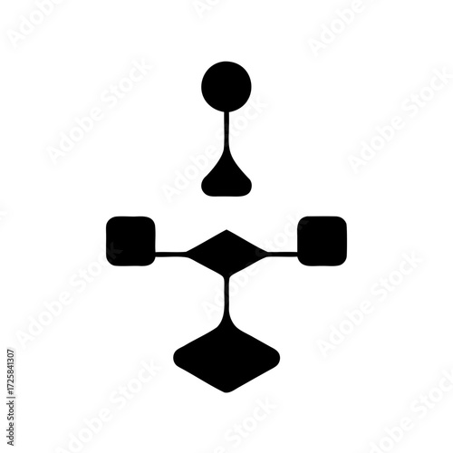 Abstract flowchart representation using basic geometric shapes in black on white background