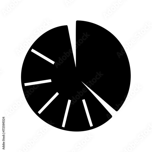 Abstract black and white diagram depicting segmented circle data points illustration