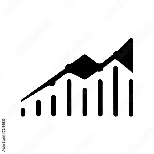 Minimalist stock market chart showing growth with a vector design element