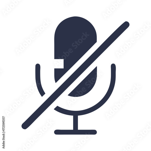 Mute microphone icon vector illustration for audio settings and communication apps and software interface design