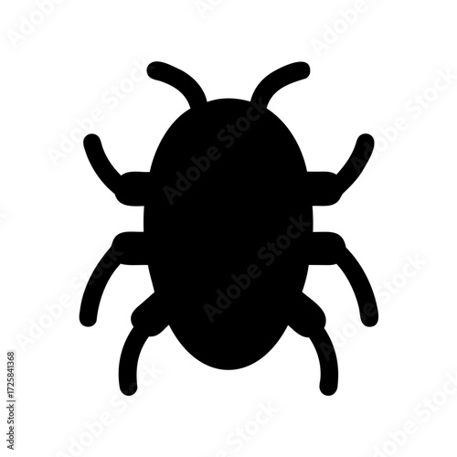 Silhouette of a beetlelike insect with antennae and six legs