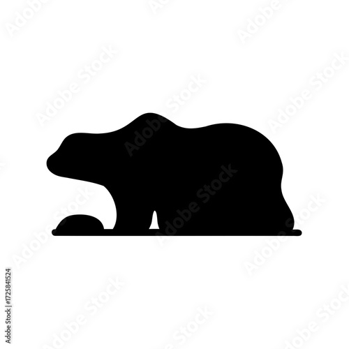 Silhouette of a bear against a white background, representing wildlife art