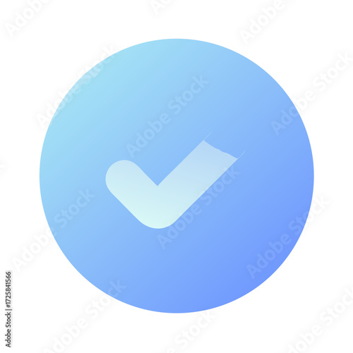 Check mark icon vector illustration blue gradient circle symbol for approval success and task completion ui design