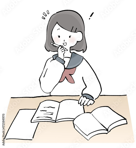 問題を解く女子学生