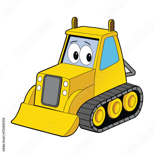 A bright yellow bulldozer with powerful tracks and a strong blade, ready to push, lift, and clear heavy loads on construction sites with unstoppable force.
