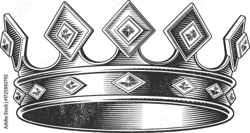 Vintage crown illustration, royal crown design, luxury diamond crown, king queen crown artwork, detailed vector crown drawing, monarchy jewelry symbol, decorative crown