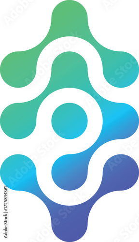 A turquoise-blue metaball is an abstract geometric shape. Linked liquid molecule shapes, connected dots. A vector morphing design element for banners, collages, and logos. Isolated vector illustratio
