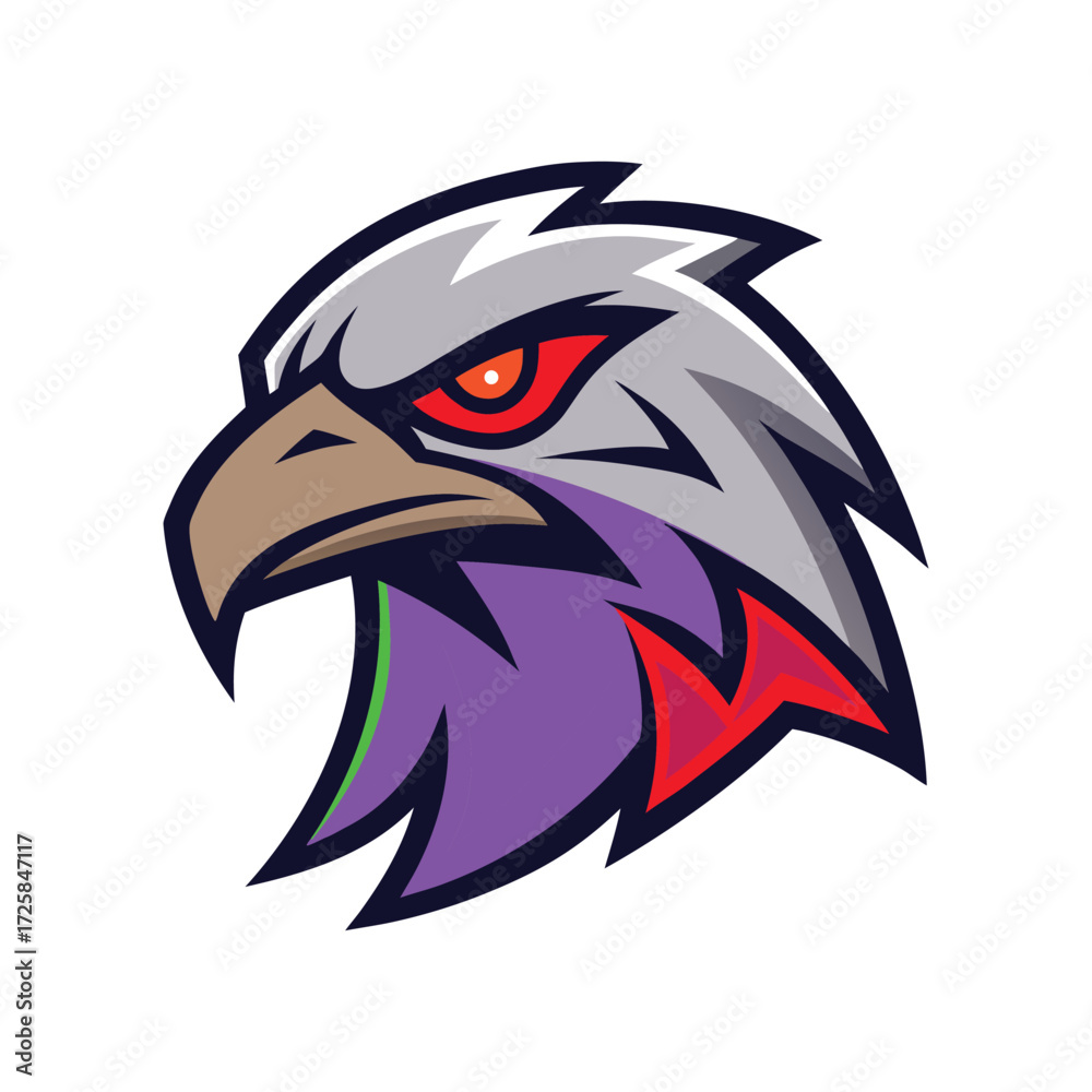 Obraz premium Fierce Stylized Eagle Head Mascot Logo Illustration