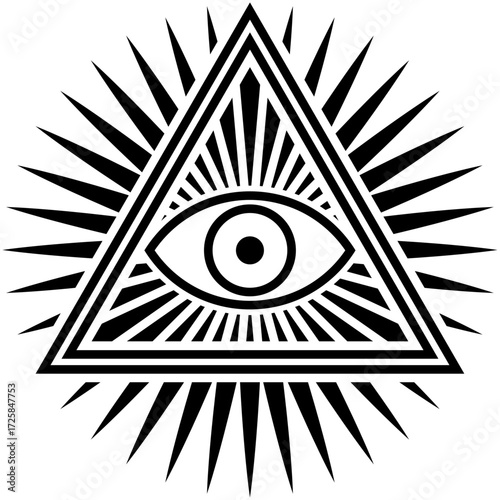 An all seeing eye of God on a star