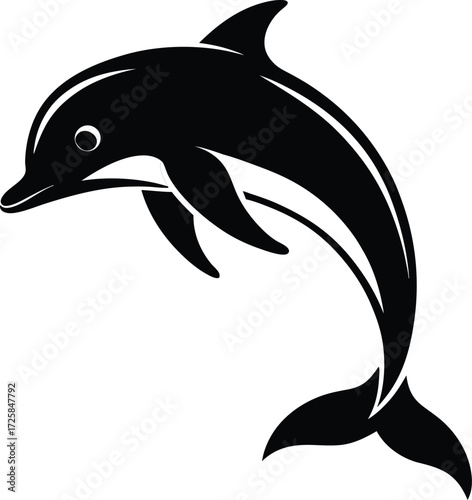Leaping Dolphin Silhouette Graphic Design on white background