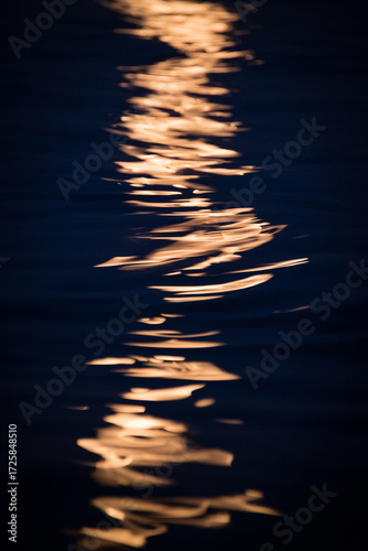 Abstract reflection of full moon light on the sea waves