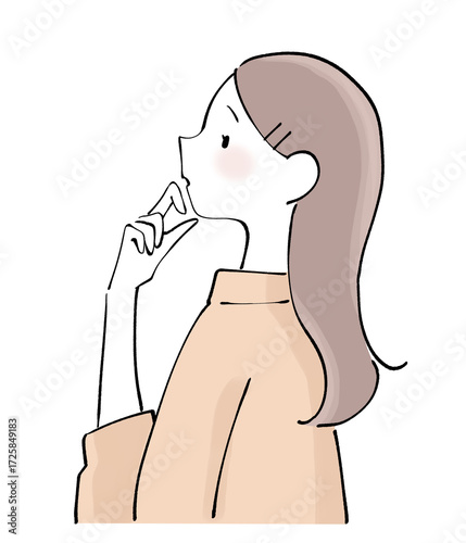 考えるポーズの女性