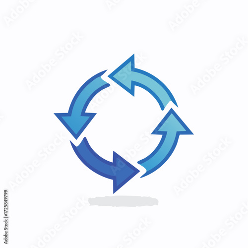 Circular arrows in shades of blue, forming a continuous cycle, representing processes and repetition.