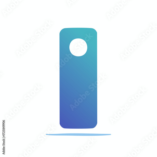A minimalist blue gradient door hanger icon with a circular hole, isolated on a white background.