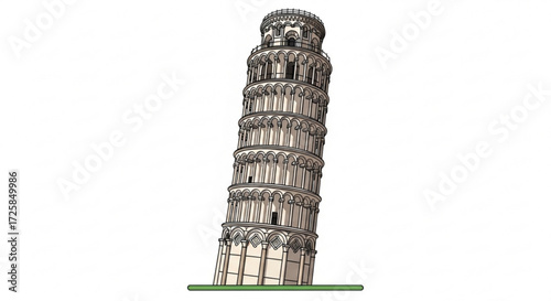 The leaning tower of pisa, a symbol of italy and its architectural history in a vector illustration