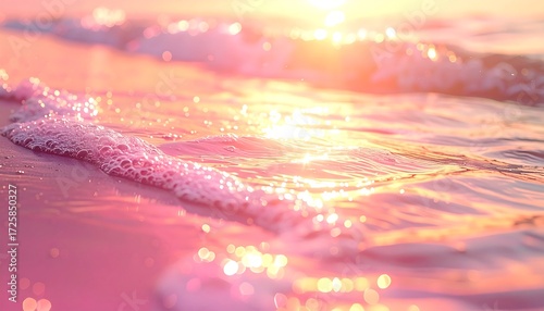 Golden hour beach waves